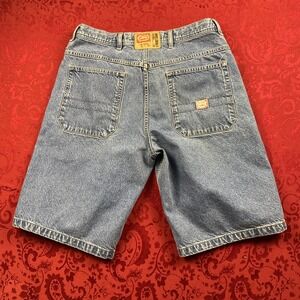 VINTAGE Ecko Unltd Jean Shorts Mens 36 Black Baggy Loose Jorts Skater Logo Y2K